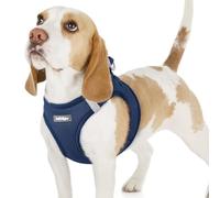 rabbitgoo Dog Harness Small Dog, Step-in Soft Mesh Puppy Harness with Reflective Strips, Lightweight Breathable Pet Vest for Walking Training, Navy Blue, M
