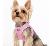 rabbitgoo Dog Harness Small Dog, Step-in Soft Mesh Vest, Pink Plaid Trim