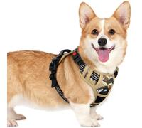 rabbitgoo Dog Harness Small Dog with Neck Release Buckle, Adjustable Soft Padded Puppy Pet Vest with Easy Control Handle, Reflective No Pull Dog Harness with Front Back Clips, Desert Ridge, S