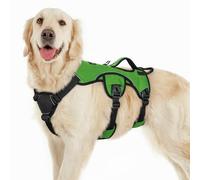 rabbitgoo Escape-Proof Dog Harness Large Dog with Handle, Anti-Pull Reflective Working Service Pets Vest, Breathable Pets Vest 3 Points, Adjustable Lift Support Body Harness Outdoor, L, Green