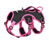rabbitgoo Escape-Proof Dog Harness Medium Large Handle, Anti-Pull Reflective Working Service Pets Vest, Breathable Pets Vest, Adjustable Lift Support Body Harness Large Dogs Outdoor, M, Pink & Black