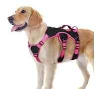rabbitgoo Escape-Proof Dog Harness Medium Large Handle, Anti-Pull Reflective Working Service Pets Vest, Breathable Pets Vest, Adjustable Lift Support Body Harness Large Dogs Outdoor,L, Pink & Black