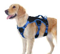 rabbitgoo Escape-Proof Dog Harness Medium with Large Handle, Anti-Pull Reflective Working Service Pets Vest, Breathable Pets Vest, Adjustable Lift Support Harness Large Dogs Outdoor，L, Blue & Black