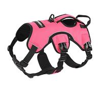rabbitgoo Escape-Proof Dog Harness Medium with Large Handle, Anti-Pull Reflective Working Service Pets Vest, Breathable Pets Vest, Adjustable Lift Support Body Harness Large Dogs Outdoor, M, Pink