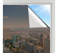 rabbitgoo Heat Reflective Window Film Privacy Film for Glass Windows, One Way Mirror Tint Sticker Sun Blocker, UV Glass Sticker Mirror Heat Reflector Thermal Solar Vinyl Brown Silver 75x200cm