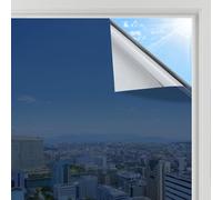 rabbitgoo Heat Reflective Window Film Privacy Film for Glass Windows, One Way Mirror Tint Sticker Sun Blocker, UV Glass Sticker Mirror Heat Reflector Thermal Solar Vinyl Blue Silver 90x200cm