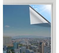 rabbitgoo Heat Reflective Window Film Privacy Film for Glass Windows, One Way Mirror Tint Sticker Sun Blocker, UV Glass Sticker Mirror Heat Reflector Thermal Solar Vinyl Silver 44.5x200cm