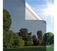 rabbitgoo Heat Reflective Window Film Privacy Film for Glass Windows Sun Blocker, One Way Mirror Tint Stickers Anti Glare, UV Glass Vinyl Static Cling for Home Office, Black Silver 90x400cm