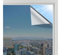 rabbitgoo One Way Window Film Privacy for Glass, Silver, 90x200cm | Mirror Tint Sticker Sun Blocker, Heat Reflective UV Glass Sticker Heat Reflector Thermal Solar Vinyl