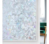 rabbitgoo Rainbow Window Film Privacy Film for Glass Windows, Decorative Stickers for Glass Privacy, Static Cling Self-Adhesive Vinyl Rainbow Stickers Gray Silver 75x300cm
