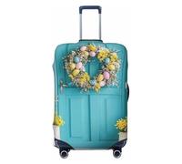 Rabbits and Colorful Eggs in The Background Elastic Travel Luggage Cover Suitcase Protector, Print Suitcase Baggage Cover Anti-Scratch