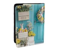 Rabbits and Colorful Eggs in The Background Printed Passport Holder,Travel Pu Leather Passport Cover Case Organiser for Men Women,6.5 Inch
