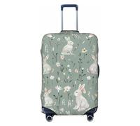 Rabbits and Flowers in Bloom Elastic Travel Luggage Cover Suitcase Protector, Print Suitcase Baggage Cover Anti-Scratch