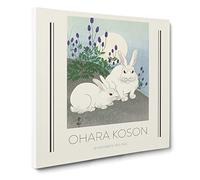 Rabbits At Full Moon By Ohara Koson Exhibition Museum Asian Japanese Canvas Wall Art Print Ready to Hang, Framed Picture for Living Room Bedroom Home Office Décor, 20x20 Inch (50x50 cm)
