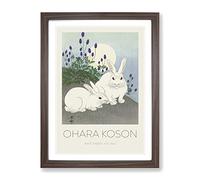 Rabbits At Full Moon By Ohara Koson Exhibition Museum Asian Japanese Framed Wall Art Print, Ready to Hang Picture for Living Room Bedroom Home Office Décor, Walnut A2 (64 x 46 cm)