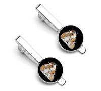 Rabbits Bunny with Flower Tie Clips for Men Necktie Tie Clip Tie Bars for Business Wedding Gifts 5.5x2.2cm