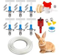 Rabbits Drinking Fountain, Bottle Feeder Double Spring Nozzle Auto Watering Equipment For Hutch Breeding Farm Cage Pet Supplies(6-piece set)