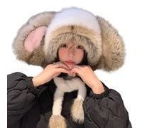 Rabbits Ears Hat Funny Plush Unisex Animal Ears Flap Softable Warm For Girls And Ladies Winter Fashion Hat