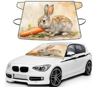 Rabbits Eat Carrots Print Car Windshield Cover For Ice And Snow Universal Fit For Most Cars Multifuntional Ice Protector Keep Snow Frost Off