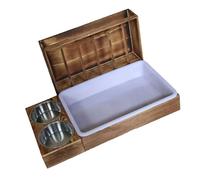 Rabbits Feeder Wooden Grass Rack with Secure Hanging Hook & Spill-Proof Feeding Tray Metal for Small Animals Metal for Pet