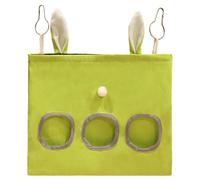 Rabbits Hay Feeder, Suspensible Bunny Feeder, 11.81 x 13.78 inches, Washable Canvas Feeding Bag, Slow Eating Food Dispenser Pouch, Green Small Animal, for Easy Hanging, Pet