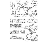 Rabbits Hugs Kisses Happy Anniversary Dies and Stamp Sets for Card Making Metal Cutting Dies Match Clear Rubber Stamp Sets for DIY Scrapbooking Paper Crafting Valentiene's Day Handmade Card Gifts