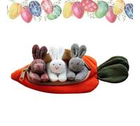 Rabbits in Carrot Bag - Stuffed Plush | Three Bunnies Easter Doll Carrot Holiday Supplies Easter Decoration, Kids Toy with Zipper for Home Travel, Soft Stuffed Animal Gift, Orange