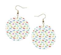 Rabbits In Different Poses Jumping Running Leather Round Earrings Daily Accessories Working At Work Women'S Fashion