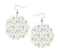Rabbits In Different Poses Jumping Running Leather Round Earrings Daily Accessories Working At Work Women'S Fashion