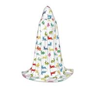 (Rabbits in Different Poses Jumping Running) Print Hooded Cape For Teenagers Costume Party, Halloween Hooded Cape Soft and Elastic,L