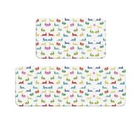 Rabbits In Different Poses Jumping Running Print Kitchen Rugs Set Of 2 Non Slip 123 Print Polyester Area Rugs Floor Mats Washable Carpet Mat Comfort Standing Mat For Kitchen Laundry Sink Office