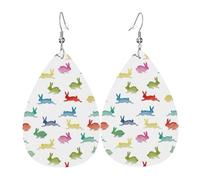 Rabbits In Different Poses Jumping Running Print Teardrop Dangle Earrings Elegant Women Fashion Jewelry Valentine'S Festival Wear
