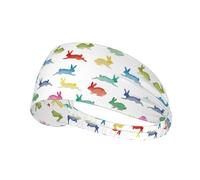 Rabbits in Different Poses Jumping Running Printed Stretchy Sport Headband, Helmet Compatible, for Outdoor Hiking Cycling Running Workout