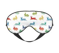 Rabbits in Different Poses Jumping Running Printing Soft Eye Mask Reversible Cover for Travel Adjustable Strap Blackout Sleep