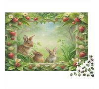 Rabbits in Garden Jigsaw Puzzle 1000 Pieces Recycled Paper for Adults Puzzle for Adults Fun Challenging Game Fun Home Activity Great Gift for Creativity Gift Giving 52x38cm/1000pcs