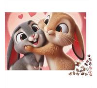 Rabbits in Love 1000pc Heavy-duty Cardboard Puzzle for Brain Teaser Lovers Team Building Leisure Entertainment Home Leisure Time 70x50cm/1000pcs