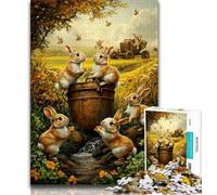 Rabbits in The Field Jigsaw Puzzles for Adults 1000 Piece Puzzle,Challenging To Complete But Fun And Humorous Educational Game for Birthday (38x26cm)