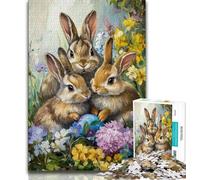 Rabbits in The Garden 1000 Piece Jigsaw Puzzles for Teenagers Gifts,Stress Reliever Difficult Challenge Enhance Love between Couples (75x50cm)