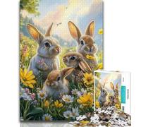 Rabbits in The Garden Jigsaw Puzzles for Teenagers 1000 Jigsaws,Toys Educational Games Stress Relieving Suitable for Desktop Decoration (50x75cm)