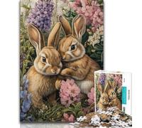 Rabbits in The Garden Jigsaw Puzzles for Teenagers 1000 Piece Puzzle,Brain Intelligence Challenge Addictive Toys for Home Decoration (38x26cm)