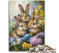 Rabbits in The Garden Puzzles for Teenagers 1000 Pieces,Challenging To Complete But Fun And Humorous with Matching Poster And Trivia Sheet (50x75cm)