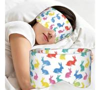 Rabbits Jumping Running Print Sleep Mask,Coverage Eye Mask,Soft Breathable Blindfold for Travel Nap Work