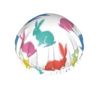 Rabbits Jumping Running Reusable Shower Caps for Women Double Layer Hair Cap Adult Hair Cap for All Hair