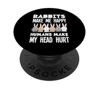 Rabbits Make Me Happy Funny Rabbit Bunny PopSockets Adhesive PopGrip