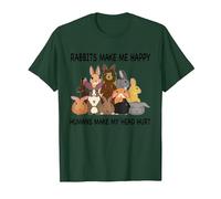 Rabbits Make Me Happy Humans Make My Head Hurt Funny Bunny T-Shirt, Men, Dark Green, XX-Large