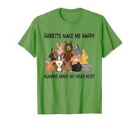 Rabbits Make Me Happy Humans Make My Head Hurt Funny Bunny T-Shirt, Men, Grass Green, XX-Large