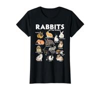 Rabbits of the World Educational Illustration Value Graphic T-Shirt, Women, Black, L