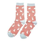 Rabbits on Dusky Pink Womens Novelty Ankle Socks Adult One Size