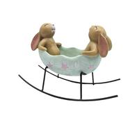 Rabbits Rocking In An Easter Egg Cradle Spring Easter Decoration Vintage Rustic Country Bunnies Rabbit Figurine Statue Christmas Decorations Bundle (White, One Size)
