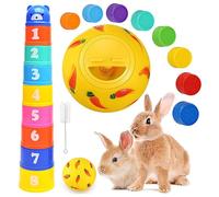 rabbits Stacking Toy - 1.97in Stackable Bunny Cups, Cute Foraging Puzzle Toy, Multi-Color Nesting Game Set | Fun Enrichment For Guinea Pigs Hamsters Small Pets, Interactive Activity Exercise Mental